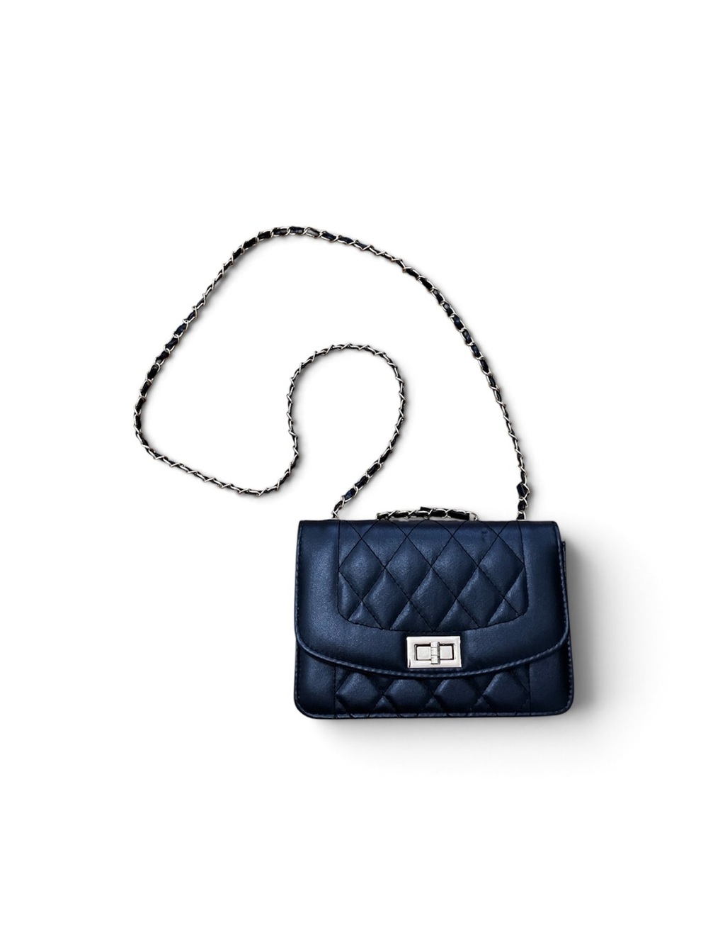 Quilted black Mini Crossbody Bag with Chain Strap